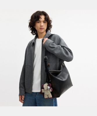 状態良好✨COACH メッセンジャーバッグ 本革 チャーム付き ブラック 黒 COACH（コーチ） バッグ メンズ ショルダーバッグ アウトレット レザー
